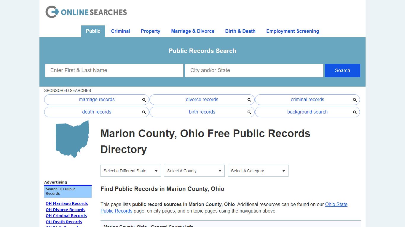 Marion County, Ohio Public Records Directory - OnlineSearches.com